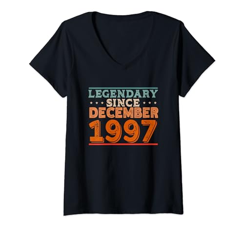 Comprar Legendario desde diciembre 1997 retro vintage fiesta Catálogo cumpleaños Camiseta Cuello V Rebajas 2024 | regaloscumple.com
