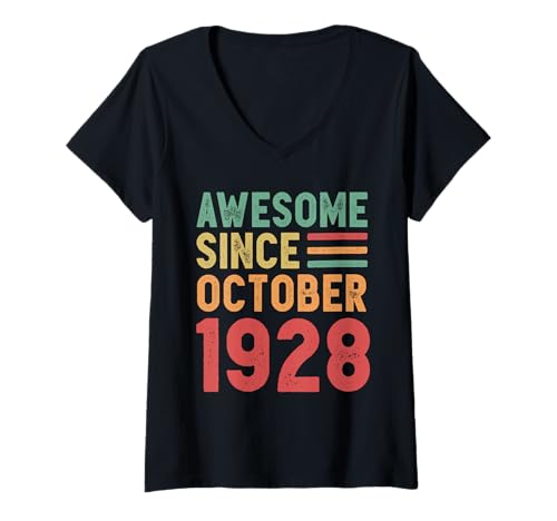Consigue ahora Cumpleaños Mujer Impresionante regalo 100 cumpleaños desde octubre 1928 Camiseta Cuello V Top Precio 2024 | regaloscumple.com