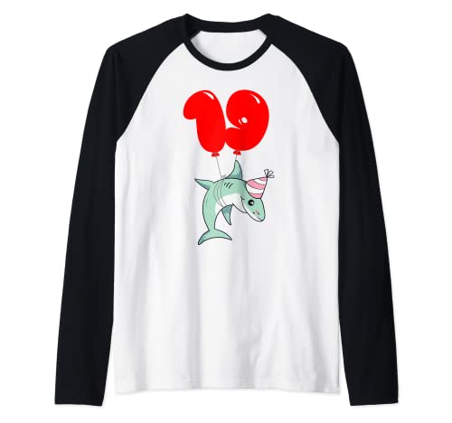 Comprar Cumpleaños Lindo tiburón - 19 Cumpleaños - Fiesta De Globos Camiseta Manga Raglan Rebajas 2025 | regaloscumple.com