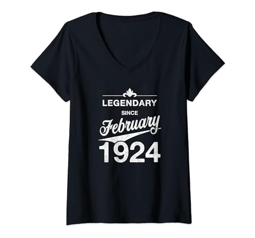 Comprar BlackFriday 100 cumpleaños Nacido en Febrero 1924 Vintage 100 años Camiseta Cuello V Ofertas 2024 | regaloscumple.com