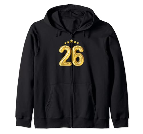 Comprar 26 Años Cumpleaños Número Veintiséis Globo De Cumpleaños Cumpleaños 26 Sudadera con Capucha Rebajas 2025 | regaloscumple.com
