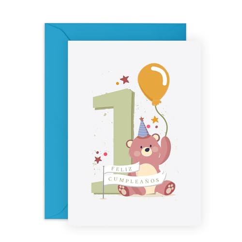 Consigue ahora Central 23 Tarjeta De Felicitación De Primer Cumpleaños - Oso Ideas para regalar - Tarjeta De Cumpleaños Para Bebé Niña O Niño - 1 Año - Viene Con Pegatinas Ofertas 2024 | regaloscumple.com