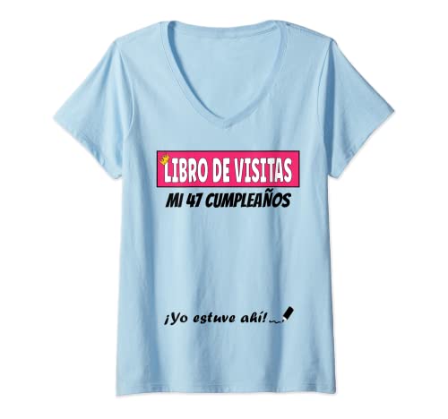 Consigue ahora Mujer Libro De Visitas - 47 Años Cumpleaños Divertido Navidad Regalo Mujer Camiseta Cuello V Ofertas 2025 | regaloscumple.com