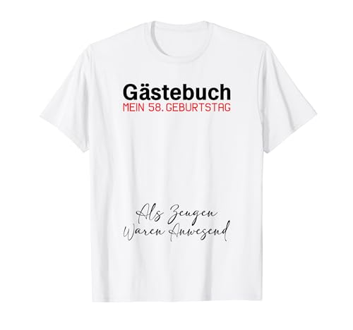 Consigue ahora Gästebuch Mein 58. Geburtstag Libro visitas Firma Catálogo Camiseta Rebajas 2024 | regaloscumple.com