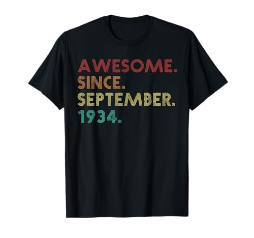 Comprar Impresionante desde septiembre Promoción 1934 Divertido 90 cumpleaños Camiseta Ofertas 2024 | regaloscumple.com