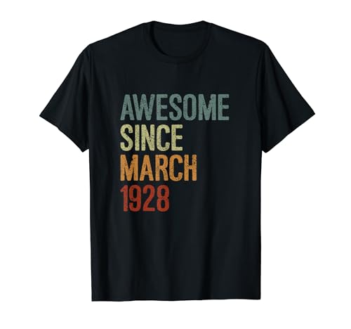 Comprar Impresionante desde marzo 1928 regalo Ideas para regalar cumpleaños divertido retro Camiseta Rebajas 2024 | regaloscumple.com