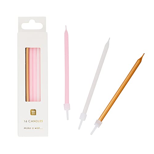 Comprar Pack 16 Velas cumpleaños rosa oro Regalos y blanco Top Precio 2025 | regaloscumple.com