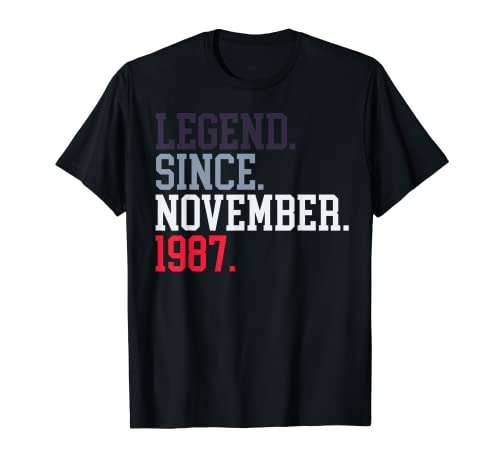 Comprar Leyenda desde noviembre Catálogo 1987 Para Hombres Mujeres Noviembre 1987 Camiseta Top Precio 2024 | regaloscumple.com
