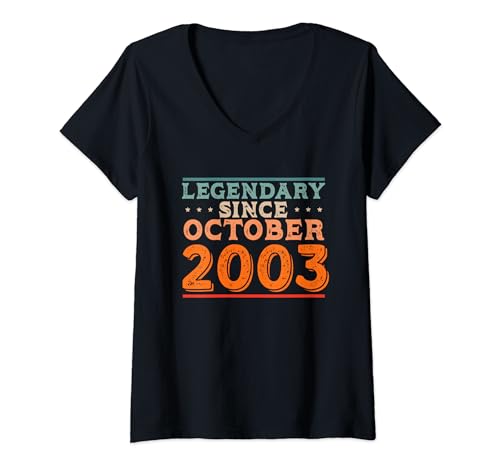 Consigue ahora Legendario desde octubre 2003 Retro Vintage Fiesta Cumpleaños Camiseta Cuello Navidad V Ofertas 2025 | regaloscumple.com