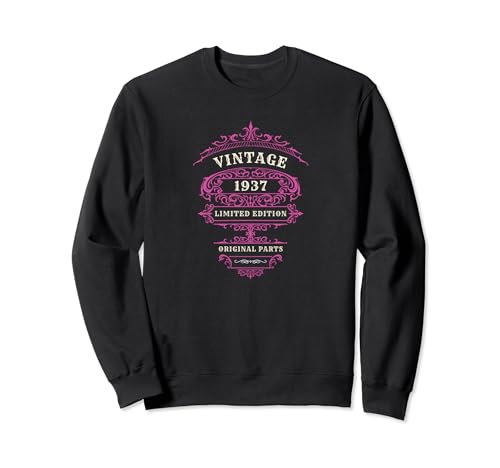 Comprar CUMPLEAÑOS VINTAGE EDICIÓN LIMITADA 1937 Regalos ROSA PIEZAS ORIGINALES Sudadera Ofertas 2024 | regaloscumple.com