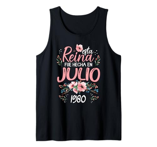 Consigue ahora Hecha En Julio 1980 Promoción Mujer Regalo 44 Años Cumpleaños Camiseta sin Mangas Rebajas 2025 | regaloscumple.com