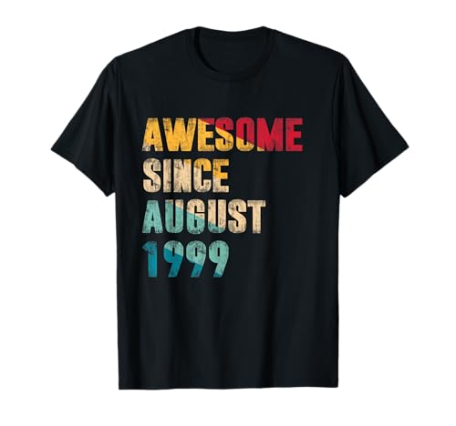 Comprar Regalos Ideas para regalar 25 años impresionantes desde agosto 1999 cumpleaños número 25 Camiseta Rebajas 2024 | regaloscumple.com