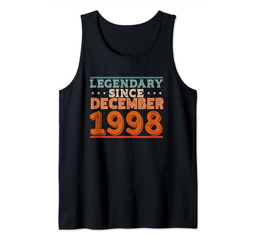 Comprar Legendario desde diciembre 1998 retro vintage fiesta Navidad cumpleaños Camiseta sin Mangas Ofertas 2025 | regaloscumple.com