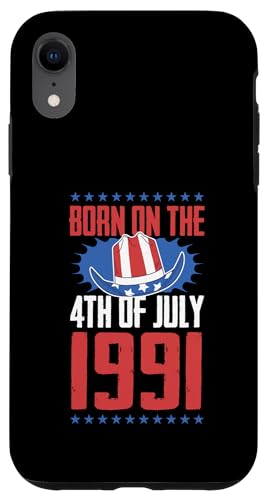 Consigue ahora Carcasa para iPhone XR Nacido el 4 julio 1991 Año Navidad nacimiento USA Fiesta cumpleaños Ofertas 2024 | regaloscumple.com
