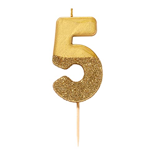 Consigue ahora Talking Tables BDAY-CANDLE-GLD-5 We Heart Birthdays Glitter Number Candle 5 Regalos Dorado Height 8 cm 3" Top Precio 2025 | regaloscumple.com