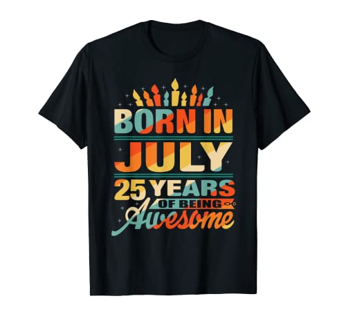 Consigue ahora Julio 1997 25 años 25 años 25 Navidad cumpleaños regalos vela gráfico Camiseta Rebajas 2025 | regaloscumple.com