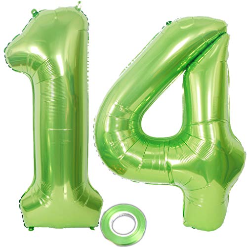 Comprar 2 globos con el número 14 color verde número 14 globos verdes para niña globos con número 14 globos cumpleaños Regalos XXXL verdes globos gigantes 14 Ofertas 2024 | regaloscumple.com