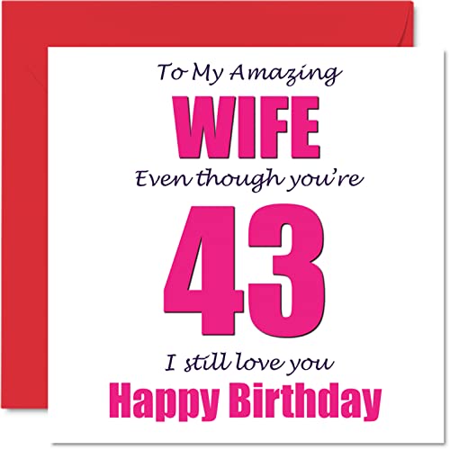 Consigue ahora Divertidas tarjetas felicitación 43 cumpleaños para esposa 43 I Still Love You pareja cuarenta y tres regalos bromas cuarenta y tercera esposa Regalos 145 mmx145 mm Ofertas 2024 | regaloscumple.com