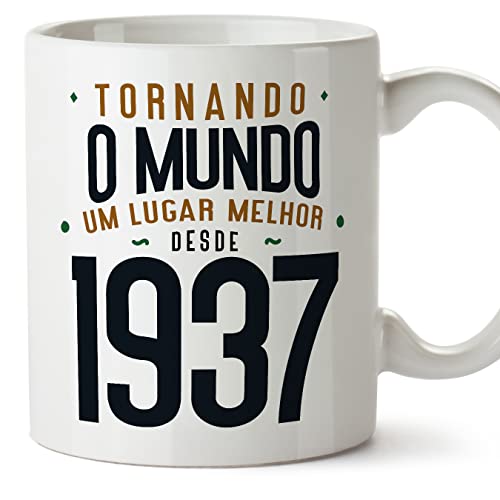 Consigue ahora MUGFFINS Tazas 1937 Cumpleaños - En Portugués - Tornando o Mundo um Lugar Melhor - Ideas para regalar 11 oz / 330 ml - Regalo original y divertido Ofertas 2024 | regaloscumple.com