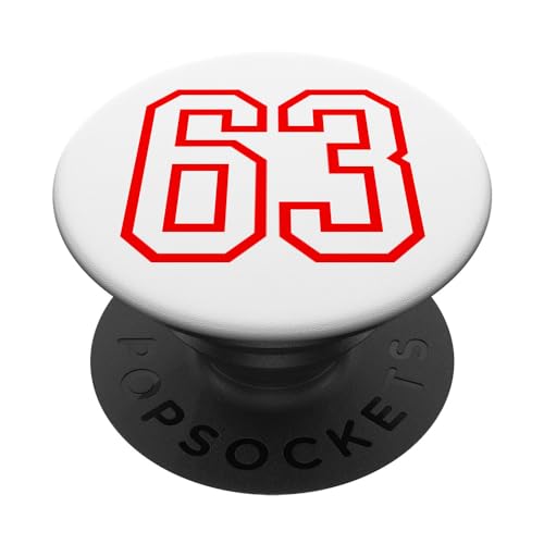 Consigue ahora Número 63 Blanco Rojo Número BlackFriday universitario 63 PopSockets PopGrip Intercambiable Top Precio 2025 | regaloscumple.com