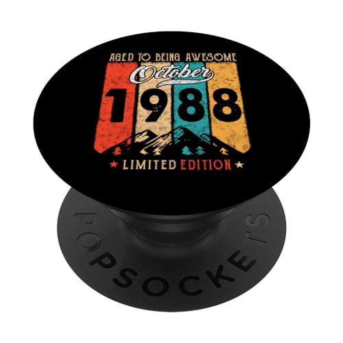 Consigue ahora 36 Years Old Vintage Awesome October 1988 36th Birthday PopSockets Ideas para regalar PopGrip Intercambiable Ofertas 2025 | regaloscumple.com