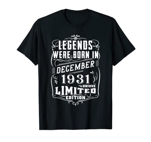 Consigue ahora Cumpleaños Diciembre 1931 Edición Limitada Regalo Vintage Camiseta BlackFriday Rebajas 2024 | regaloscumple.com