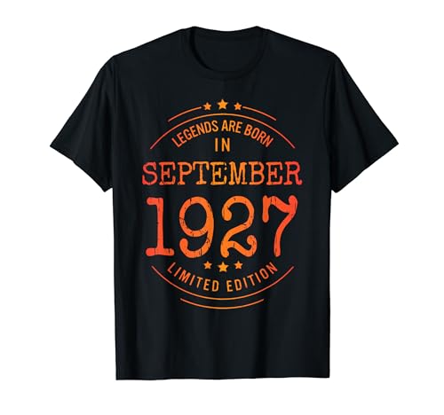 Comprar Cumpleaños Septiembre 1927 Edición Promoción Limitada Regalo Vintage Camiseta Ofertas 2024 | regaloscumple.com