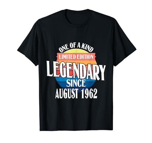 Consigue ahora Edición Limitada Legendario Desde Agosto Ideas para regalar De 1962 Cumpleaños Camiseta Ofertas 2024 | regaloscumple.com