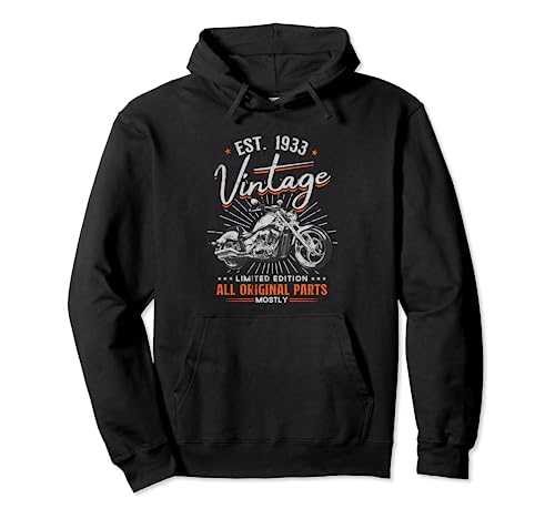 Comprar Ideas para regalar Est 1933 Vintage All Original Parts Moto 90 Cumpleaños Sudadera con Capucha Rebajas 2025 | regaloscumple.com