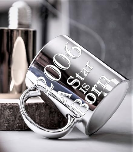 Mejores precios Taza   cerámica metalizada plateada para cumpleaños   18 años A Star IS BORN