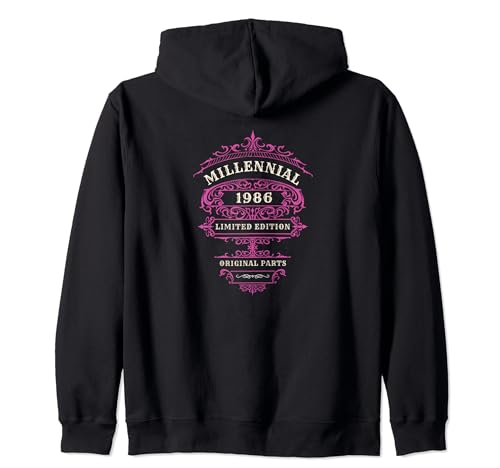 Consigue ahora CUMPLEAÑOS VINTAGE EDICIÓN LIMITADA 1986 ROSA Promoción PIEZAS ORIGINALES Sudadera con Capucha Rebajas 2024 | regaloscumple.com