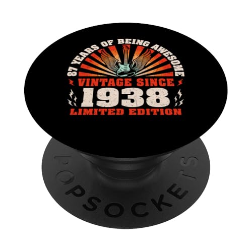 Consigue ahora 87 cumpleaños 87 Guitarrista un año Amantes la guitarra nacidos Cumpleaños en 1938 PopSockets PopGrip Adhesivo Ofertas 2025 | regaloscumple.com
