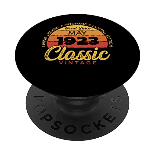 Consigue Catálogo ahora Retro 100 Años Mayo 1923 Cumpleaños Vintage Bday Classic PopSockets PopGrip Intercambiable Rebajas 2024 | regaloscumple.com