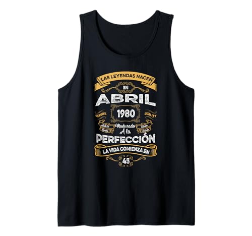 Comprar Mujer Leyendas Abril 1980 Hombre Mujer 45 Años Cumpleaños Catálogo Camiseta sin Mangas Ofertas 2025 | regaloscumple.com