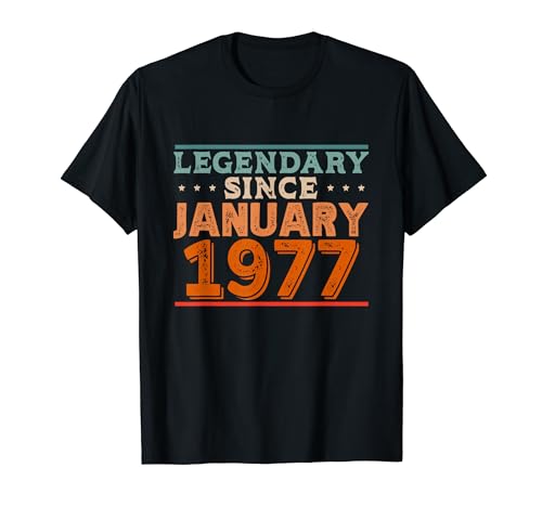 Comprar Legendary desde enero 1977 impresionante fiesta retro Ideas para regalar cumpleaños Camiseta Top Precio 2024 | regaloscumple.com
