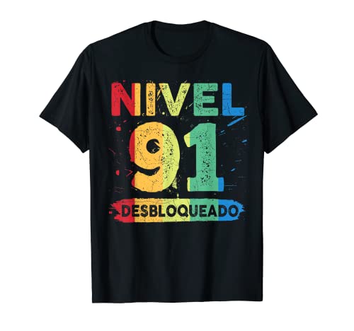 Comprar Nivel 91 Desbloqueado 91 años cumpleaños Catálogo Camiseta Ofertas 2025 | regaloscumple.com