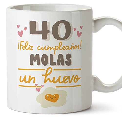 Comprar MUGFFINS Tazas 40 Cumpleaños - En Español - Feliz Cumpleaños Molas Promoción un Huevo - 11 oz / 330 ml - Regalo original y divertido Ofertas 2024 | regaloscumple.com