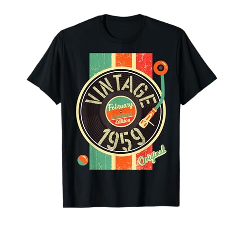 Comprar 63 años cumpleaños hombre 1959 febrero tocadiscos vinilo Camiseta Ideas para regalar Ofertas 2024 | regaloscumple.com