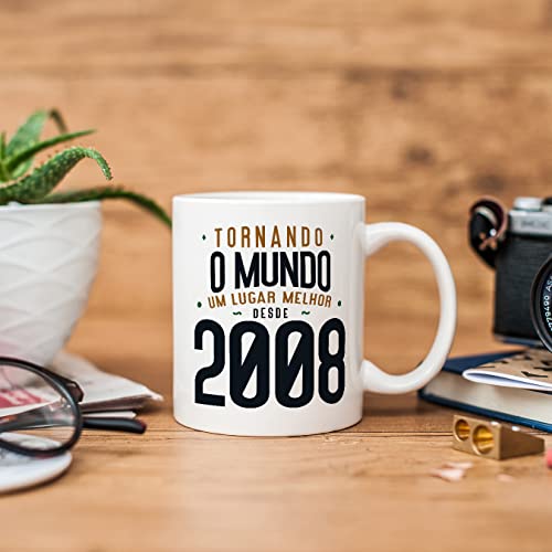 Comprar en Amazon MUGFFINS Tazas 2008 Cumpleaños - En Portugués Tornando o Mundo um Lugar Melhor 11 oz / 330 ml Regalo original y divertido
