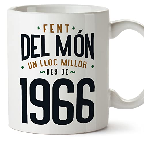 Comprar MUGFFINS Tazas 1966 Cumpleaños - En Catalán - Fent del Món un Lloc Millor - 11 oz / 330 ml Cumpleaños - Regalo original y divertido Top Precio 2024 | regaloscumple.com