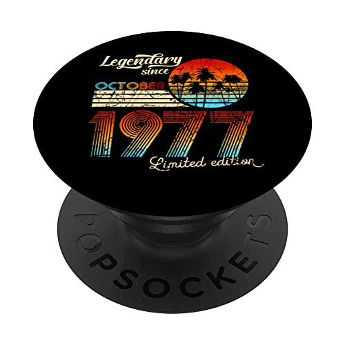 Consigue ahora Cumpleaños Legendario Desde Octubre De 1977 Promoción Regalo. PopSockets PopGrip Intercambiable Ofertas 2024 | regaloscumple.com