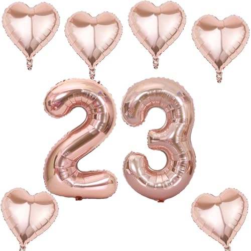 Comprar Oro rosa números globo 23 +6 pcs corazón helio globo 23 cumpleaños decoración para las mujeres 40» oro rosa gigante 23 globo papel aluminio para la BlackFriday decoración 23 cumpleaños Ofertas 2025 | regaloscumple.com