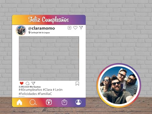 Consigue ahora Oedim Photocall en Cartón Instagram Feliz Cumpleaños Original Personalizado | 80x100cm | Photocall Económico Regalos y Original | Photocall Troquelado Rebajas 2023 | regaloscumple.com