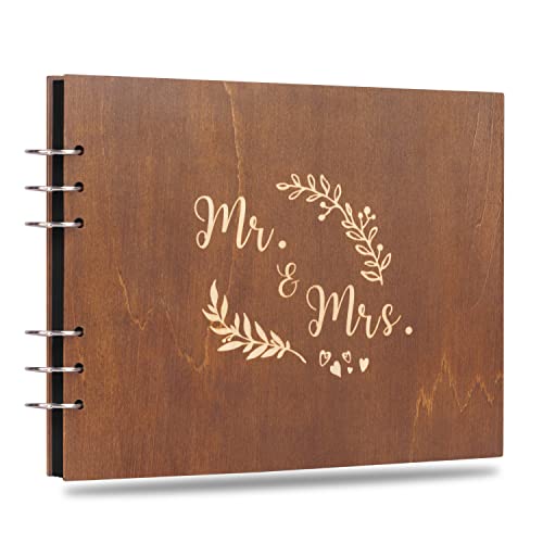 Comprar Creawoo 22cm Mr & Mrs Libro visitas Madera Álbum Recuerdo Memoria para Aniversario Bodas Cumpleaños con 80 páginas Cartulina Negra en Blanco - Cumpleaños Disponible por lo Menos 160 imágenes Rebajas 2024 | regaloscumple.com