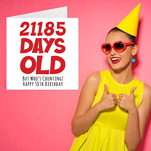 Comprar en Amazon Tarjeta   felicitación   58 cumpleaños para hombres  mujeres  él  ella  21185 días   edad  divertida para adultos  cincuenta y ocho cincuenta y octavo cumpleaños para hermano  hermana  hijo  hija  mamá  papá  145 mm x 145 mm
