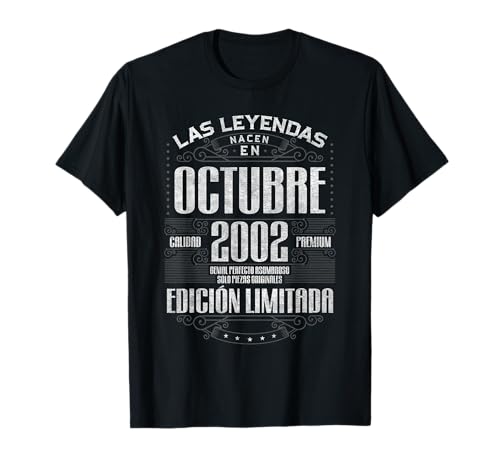 Consigue ahora Las Leyendas Nacen En Octubre 2002 23 Años Cumpleaños Camiseta Ideas para regalar Rebajas 2025 | regaloscumple.com