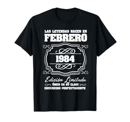 Comprar Las Leyendas nacen en Febrero Catálogo 1984 40 cumpleaños Camiseta Rebajas 2024 | regaloscumple.com