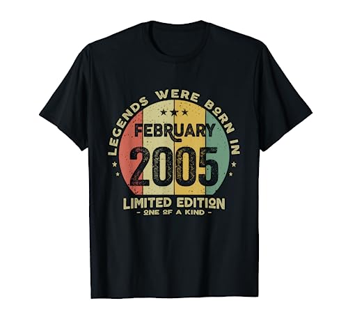 Consigue ahora Legends Were Born In February 2005 Cumpleaños Ideas para regalar Camiseta Ofertas 2024 | regaloscumple.com