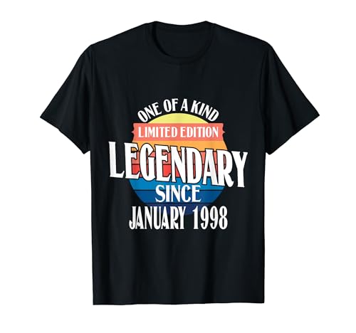 Consigue ahora Edición Limitada Legendario Desde Enero De 1998 Cumpleaños Camiseta Top BlackFriday Precio 2024 | regaloscumple.com