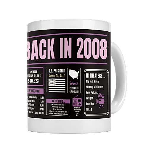 Consigue ahora Regalos decoración cumpleaños 14 años taza café vuelta en 2008 regalos decoración fiesta 14 cumpleaños taza 14 cumpleaños para niñas niños amigos niños BlackFriday 11 onzas Rebajas 2025 | regaloscumple.com